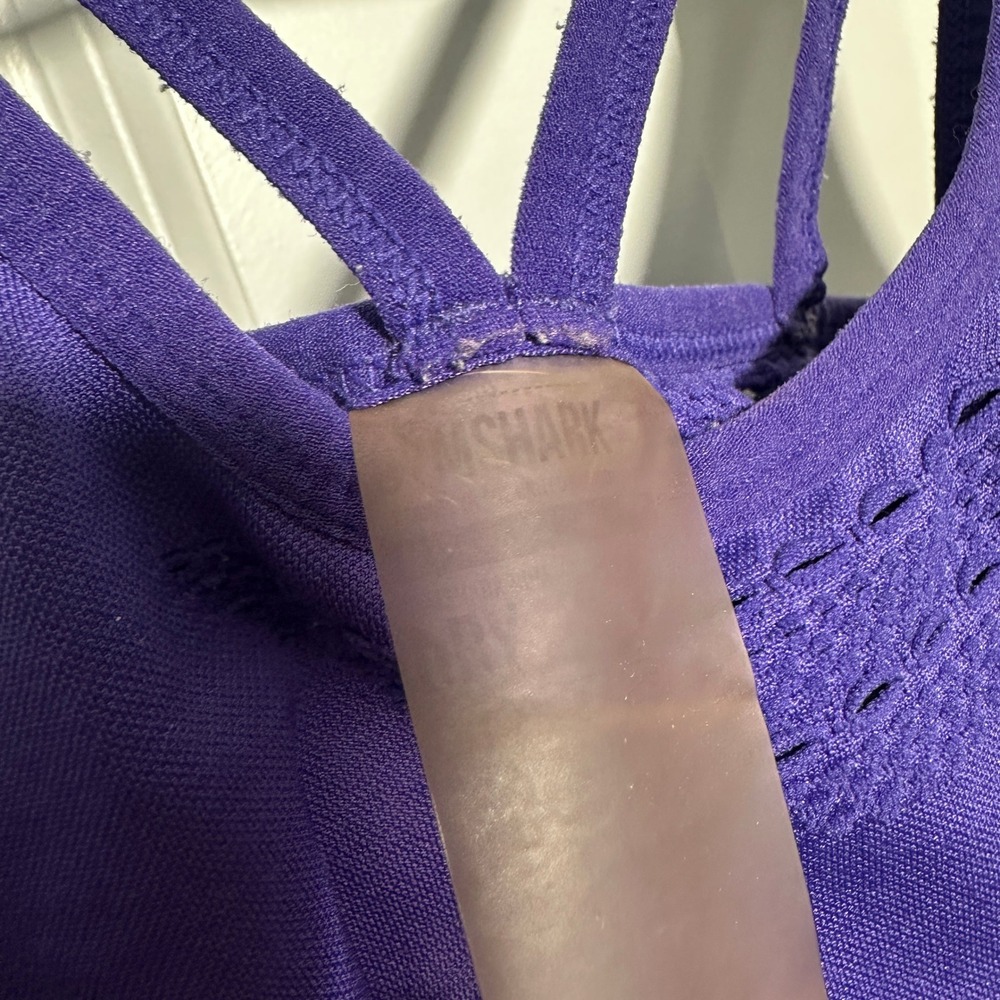 Gymshark Energy Seamless Crop Top Sports Bra Womens M Purple Strappy Workout - Picture 4 of 4